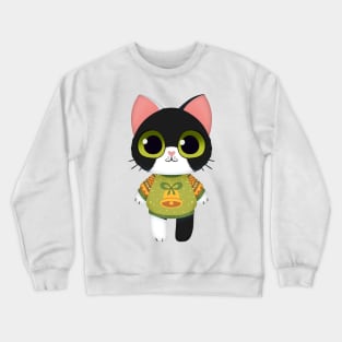 Holiday Black and White Kitten Crewneck Sweatshirt